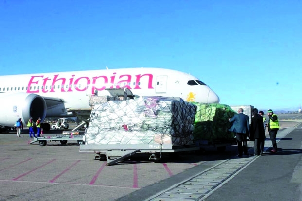 Aéroport d’Ivato - Arrivée de 14 tonnes d’équipements sanitaires en provenance de Chine