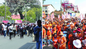 Manifestation politique - Les pro – transition vs les pro – élection