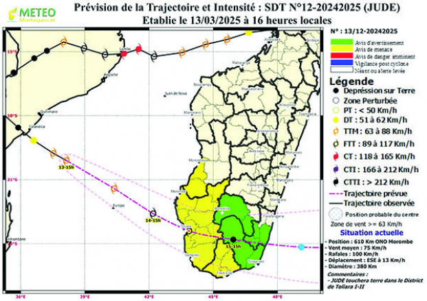 Tempête tropicale Jude - Les côtes malagasy de nouveau menacées