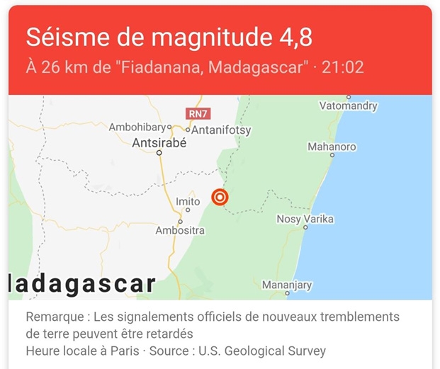 20 puissants séismes - Le plus élevé ressenti à Madagascar